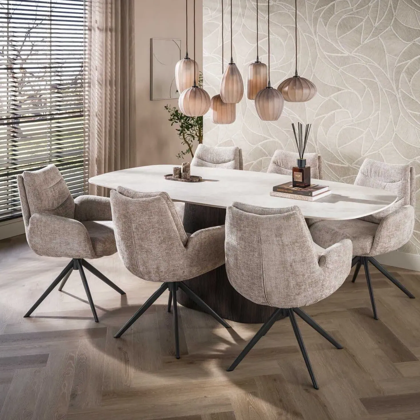 Vittoria Eettafel deens ovaal Keramiek Bruin 215cm