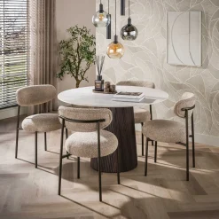Vittoria Eettafel rond Keramiek Bruin 120cm