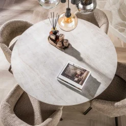 Vittoria Eettafel rond Keramiek Bruin 120cm