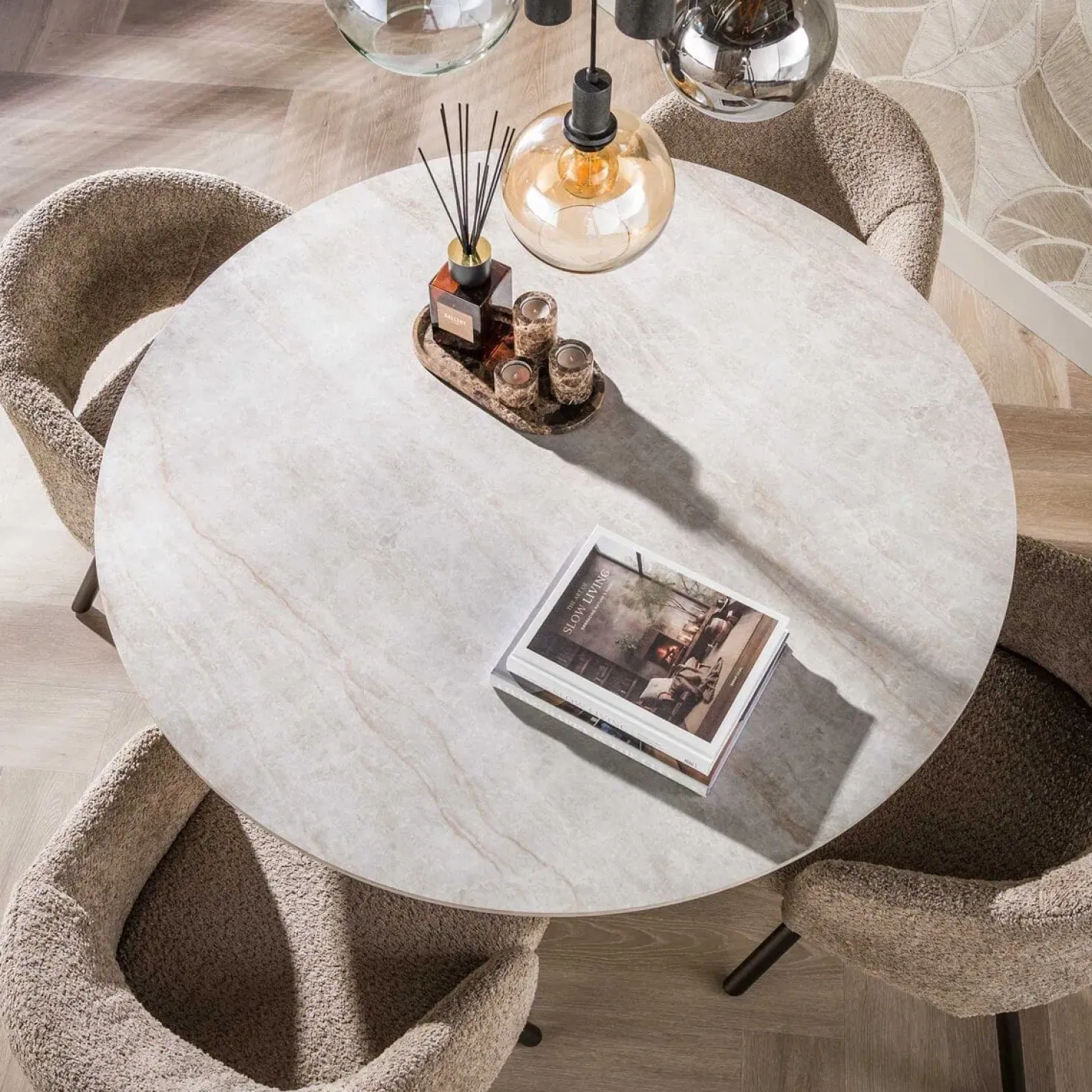 Vittoria Eettafel rond Keramiek Bruin 120cm
