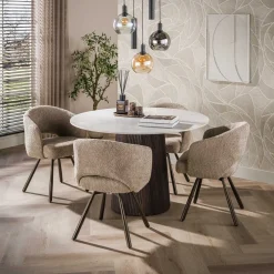 Vittoria Eettafel rond Keramiek Bruin 120cm