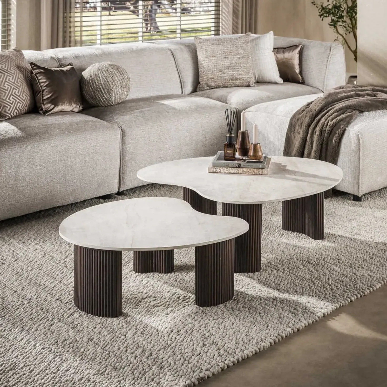 Vittoria Salontafel Aperto Set van 2 keramiek Bruin 102cm