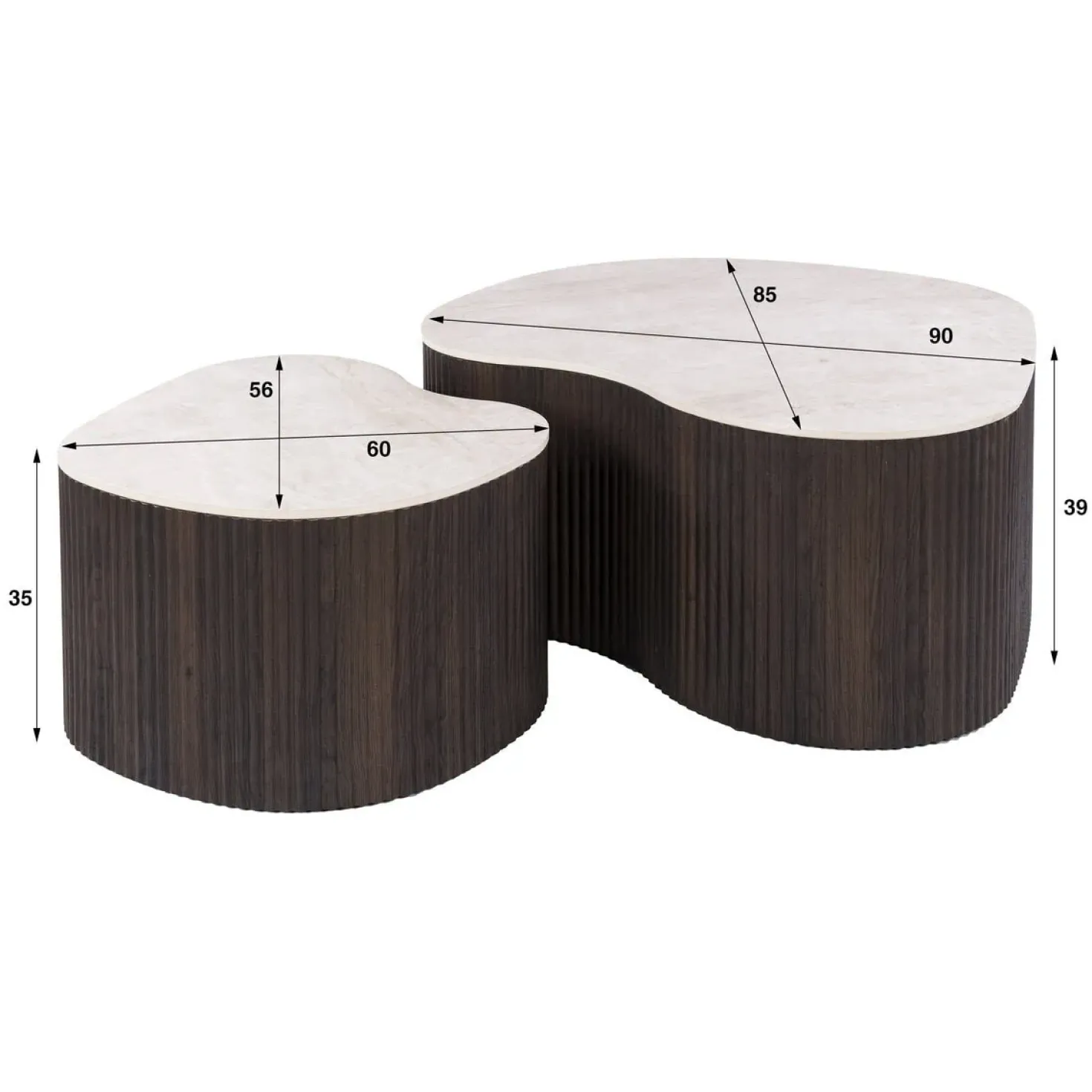 Vittoria Salontafel Medio Set van 2 keramiek Bruin 90cm