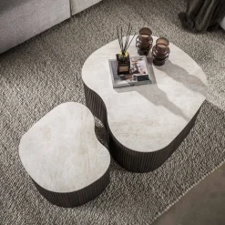 Vittoria Salontafel Medio Set van 2 keramiek Bruin 90cm