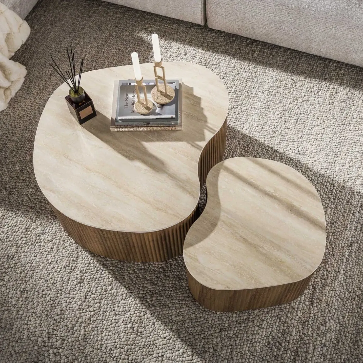 Vittoria Salontafel Medio Set van 2 keramiek Travertin 90cm