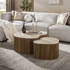 Vittoria Salontafel Medio Set van 2 keramiek Travertin 90cm