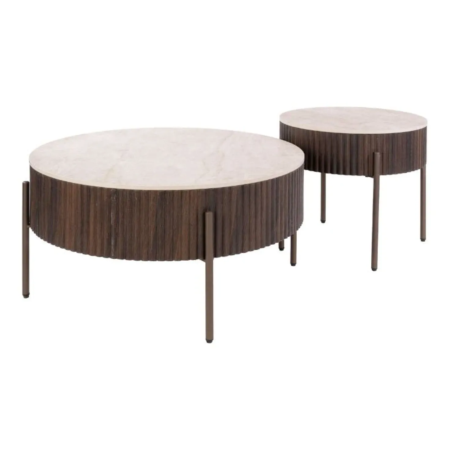 Vittoria Salontafel rond set van 2 Keramiek Bruin