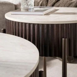 Vittoria Salontafel rond set van 2 Keramiek Bruin