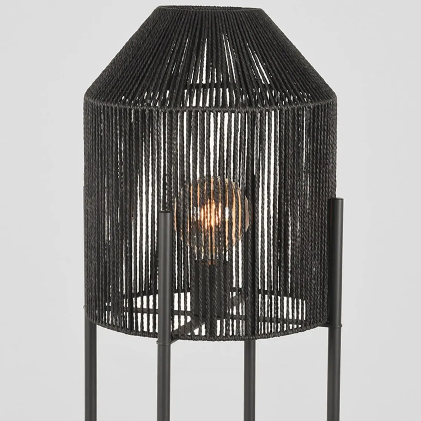 Vloerlamp Ibiza 1-Lichts Zwart Jute