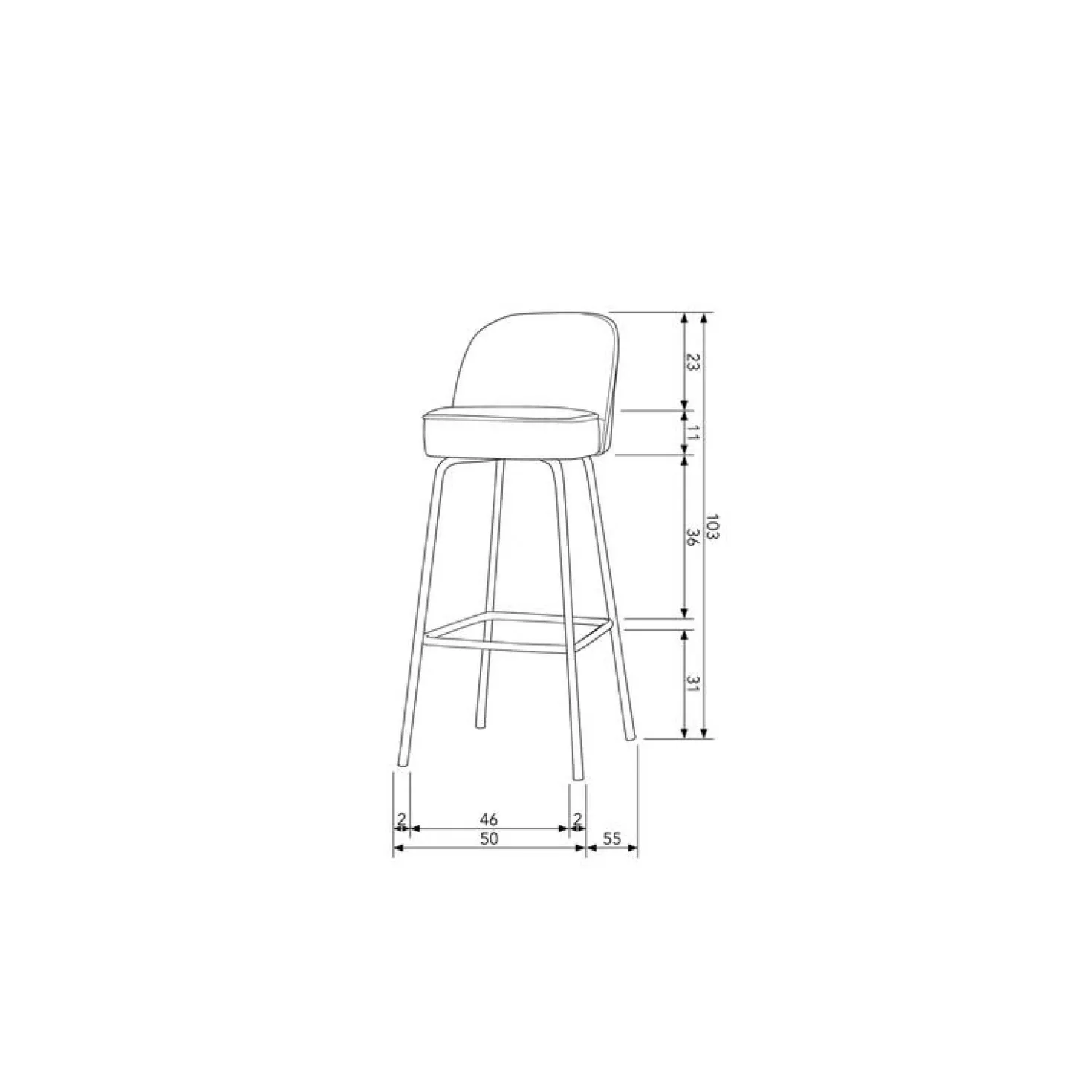 Vogue Barstoel Hoog Leer Zwart