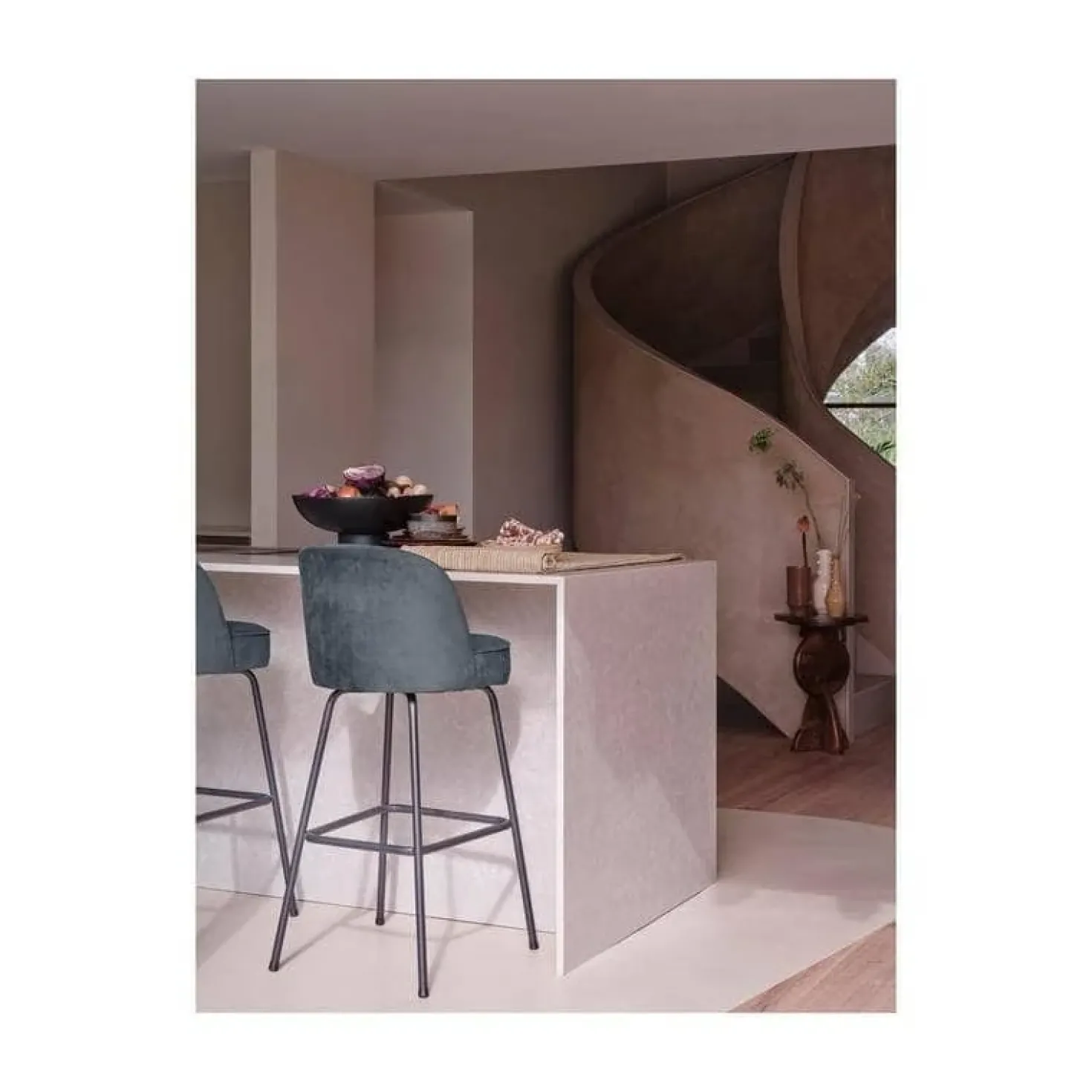 Vogue Barstoel Hoog Velvet Blauw