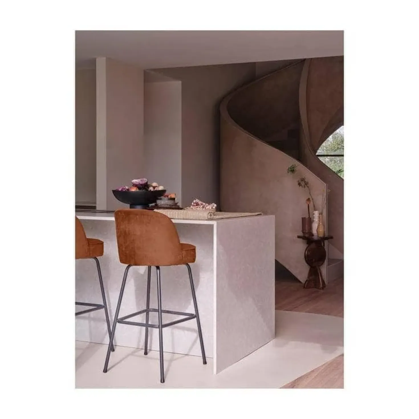 Vogue Barstoel Hoog Velvet Roest