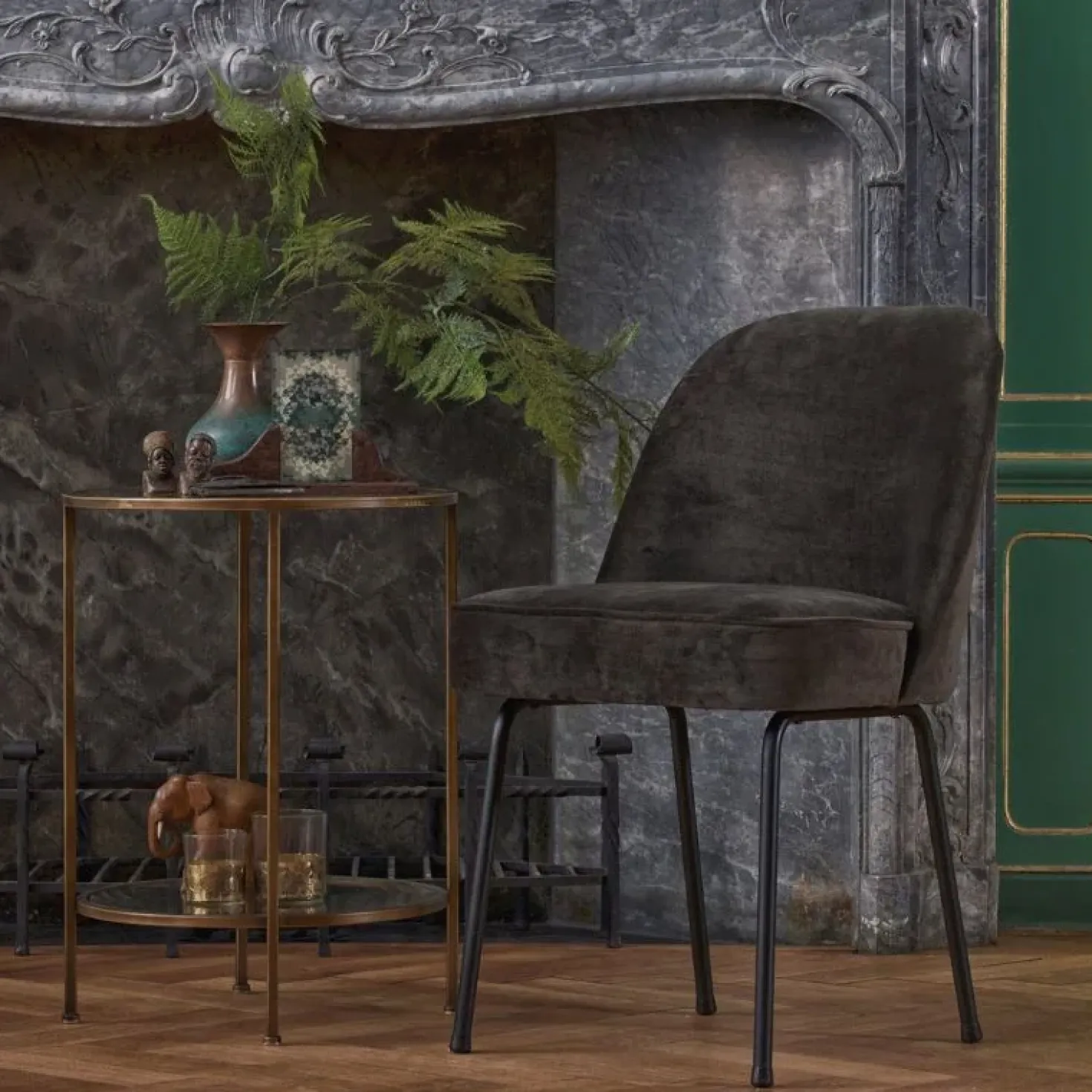 Vogue Eetkamerstoel Velvet Donkergroen
