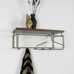 Wandkapstok staal REEF 3 groen walnoot
