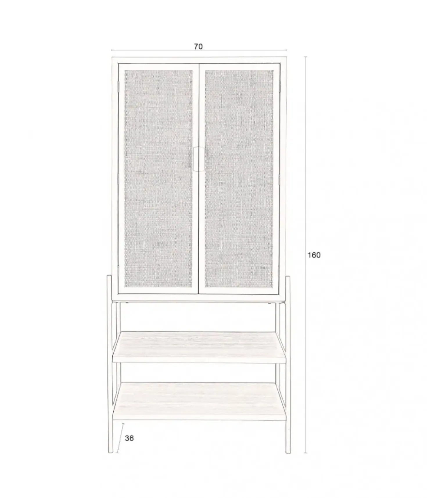 Wandkast Yasu Rotan Zwart 70cm