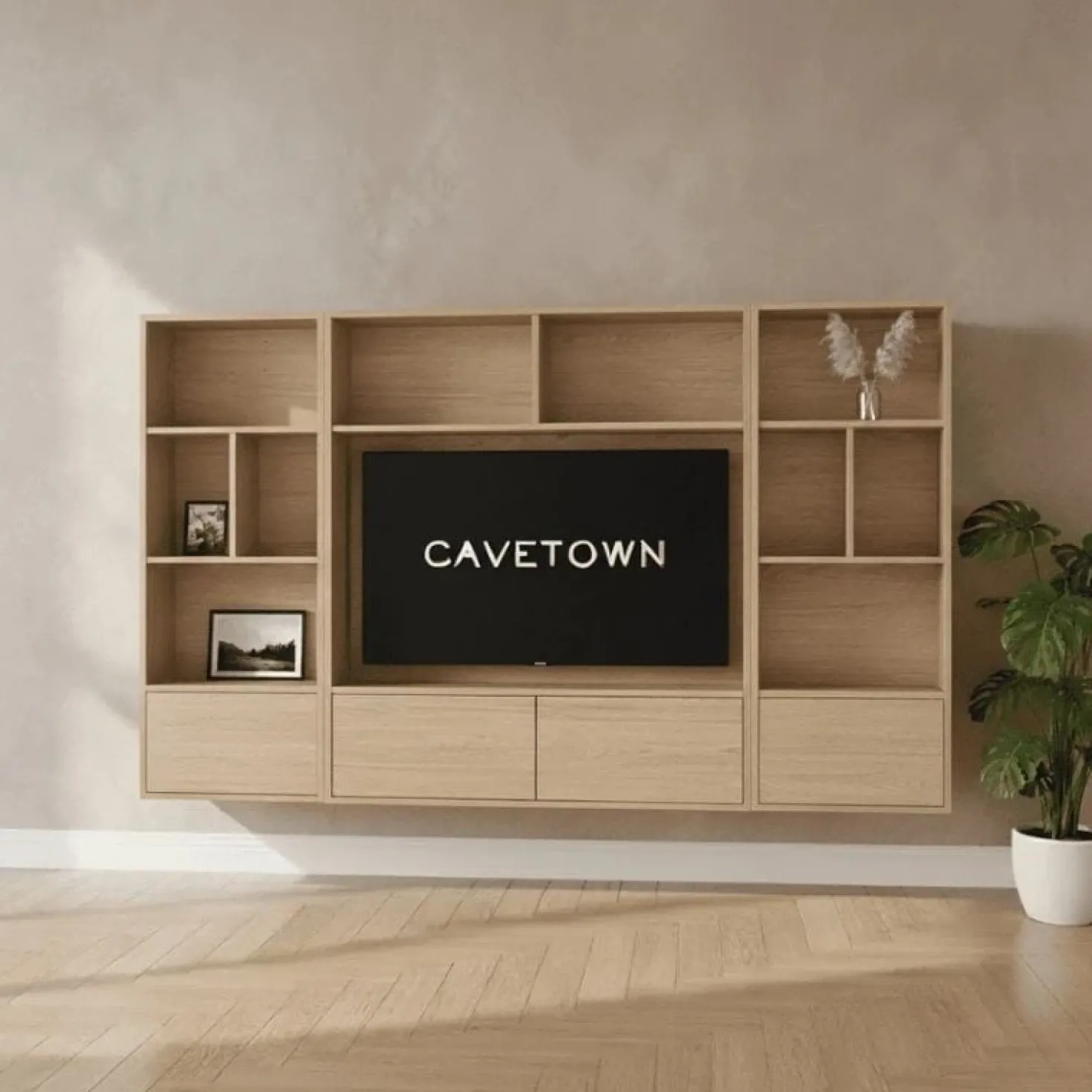 Watford Medium zwevende Cinewall compleet blond oak