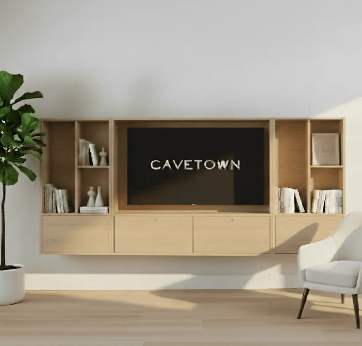 Watford Small zwevende Cinewall compleet Blond oak
