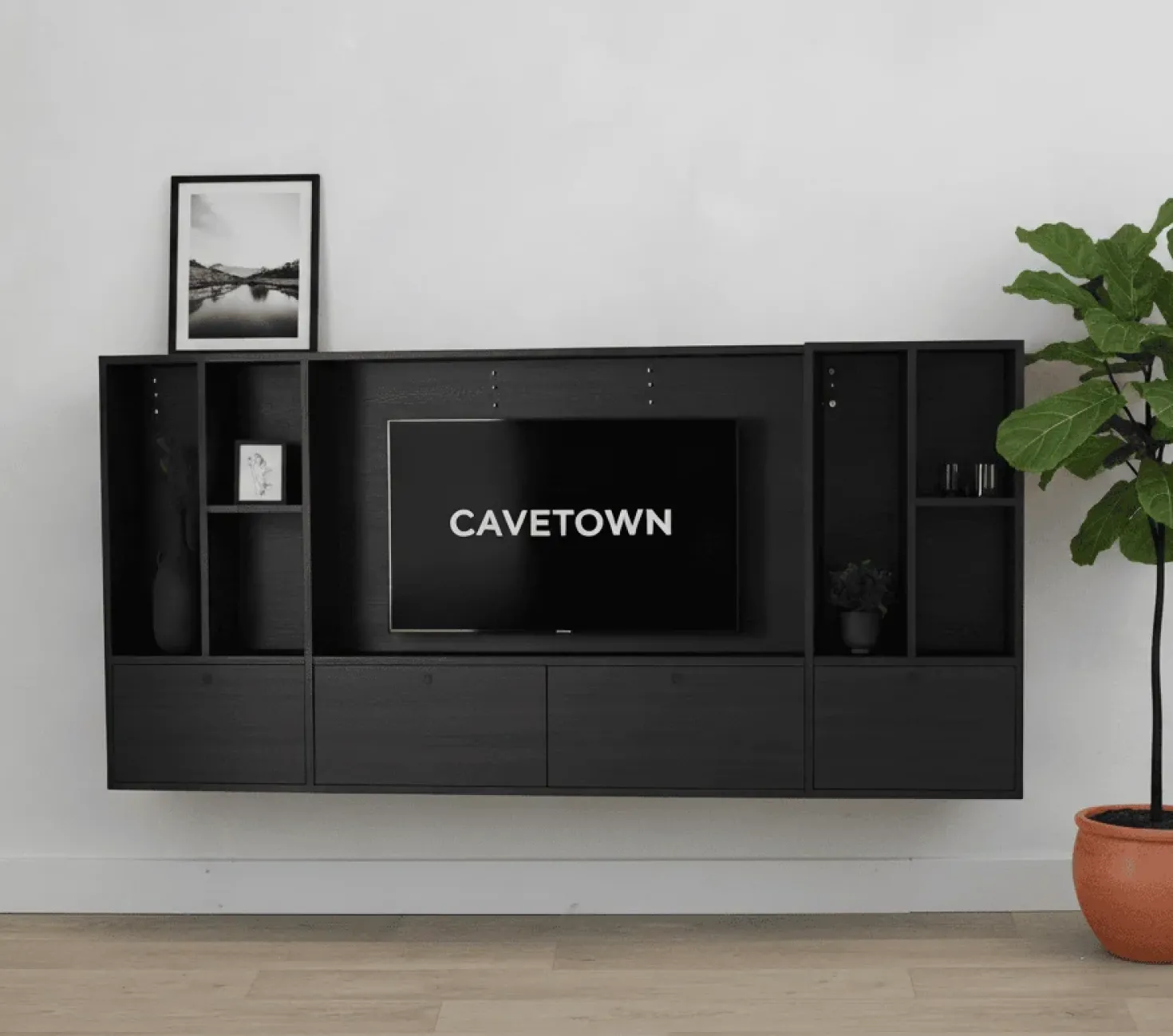 Watford Small zwevende Cinewall compleet Zwart