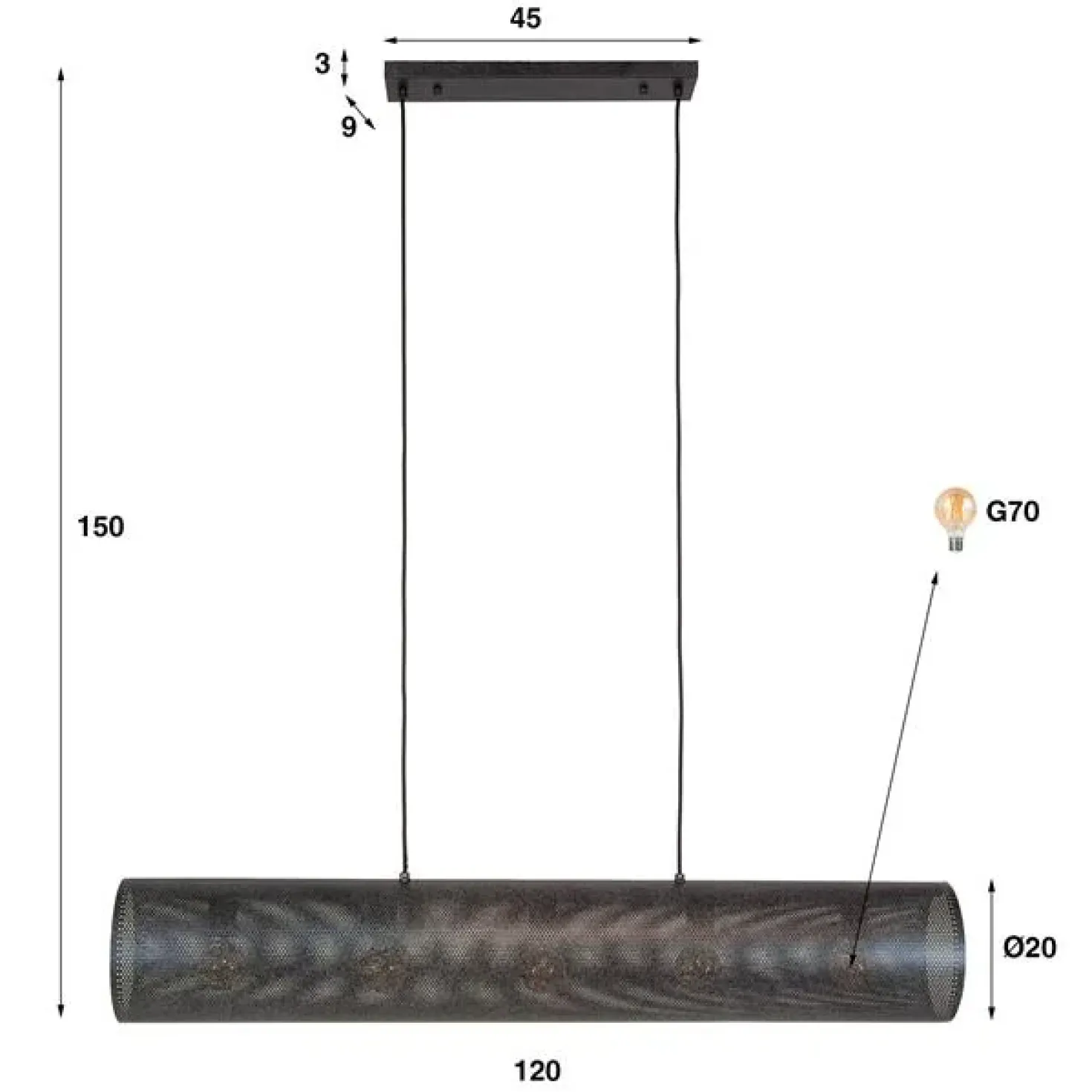 Wayne 5-lichts Hanglamp Metaal
