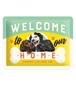 Welcome to our home - metalen bord
