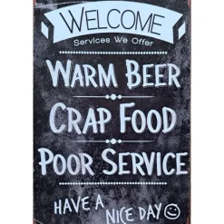 Welcome Warm Beer - metalen bord