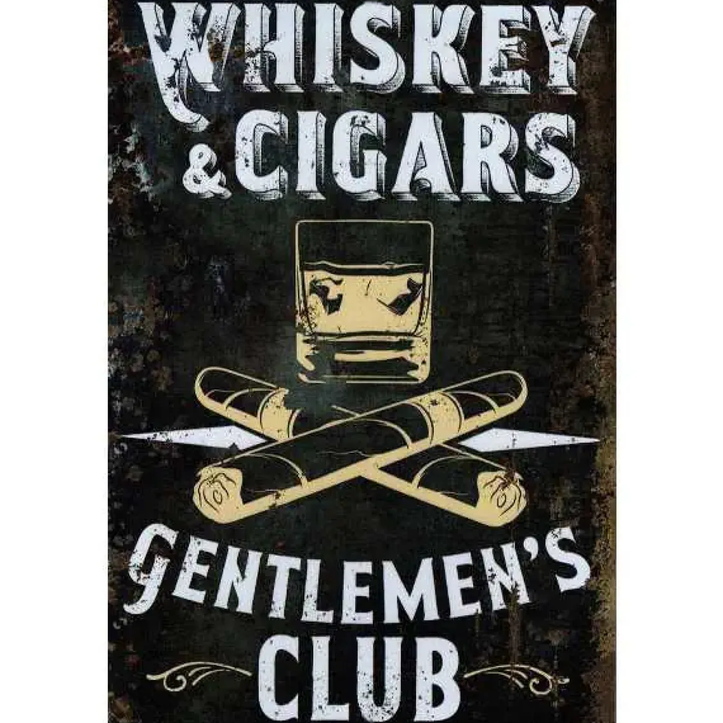 Whiskey and Sigars - metalen bord