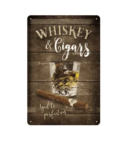 Whisky & Cigars - metalen bord