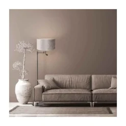 Wilco 2-lichts Vloerlamp Zwart met Zilver Velvet kap