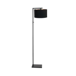 Wilco 1-lichts Vloerlamp Zwart met Zwart Linnen kap