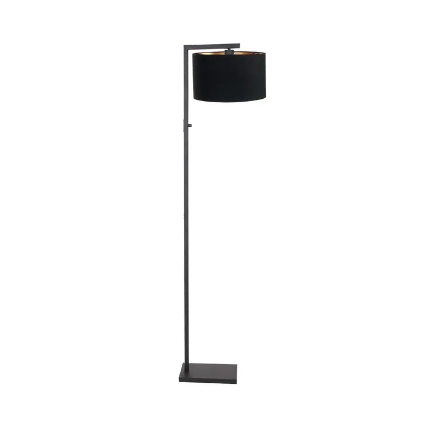 Wilco 1-lichts Vloerlamp Zwart met Zwart Linnen kap