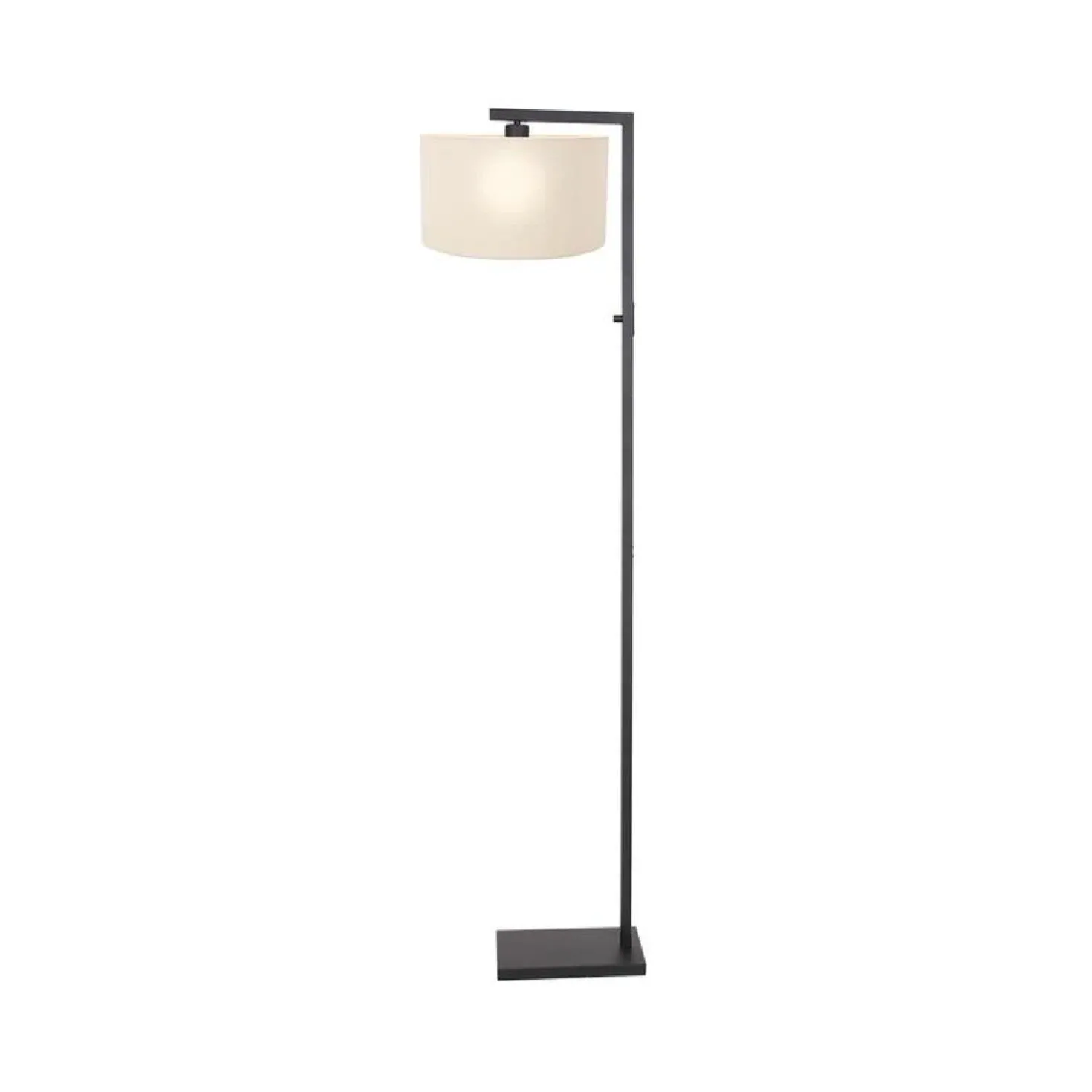 Wilco 1-lichts Vloerlamp Zwart met Wit Linnen kap