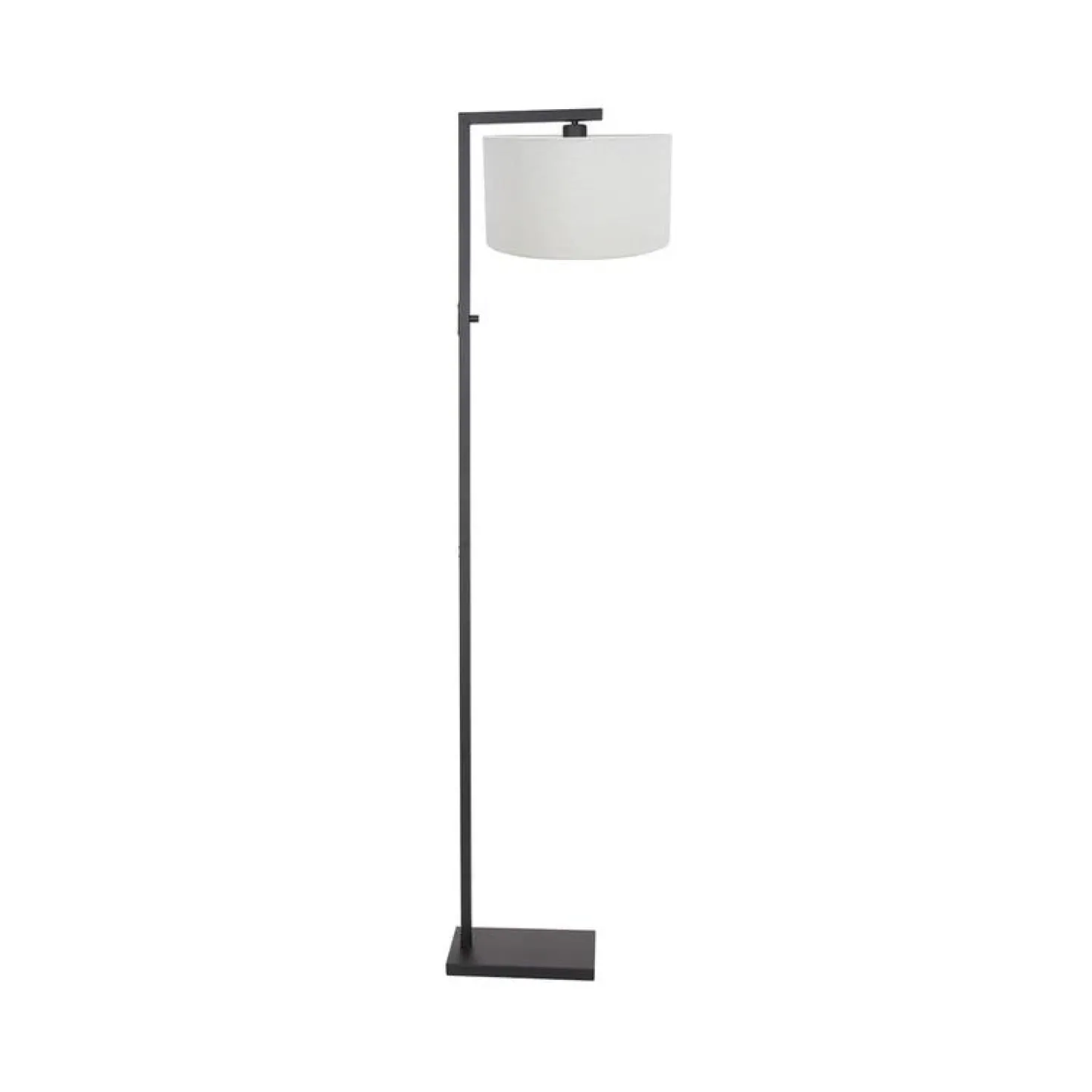 Wilco 1-lichts Vloerlamp Zwart met Wit Linnen kap