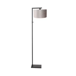 Wilco 1-lichts Vloerlamp Zwart met Zilver Velvet kap