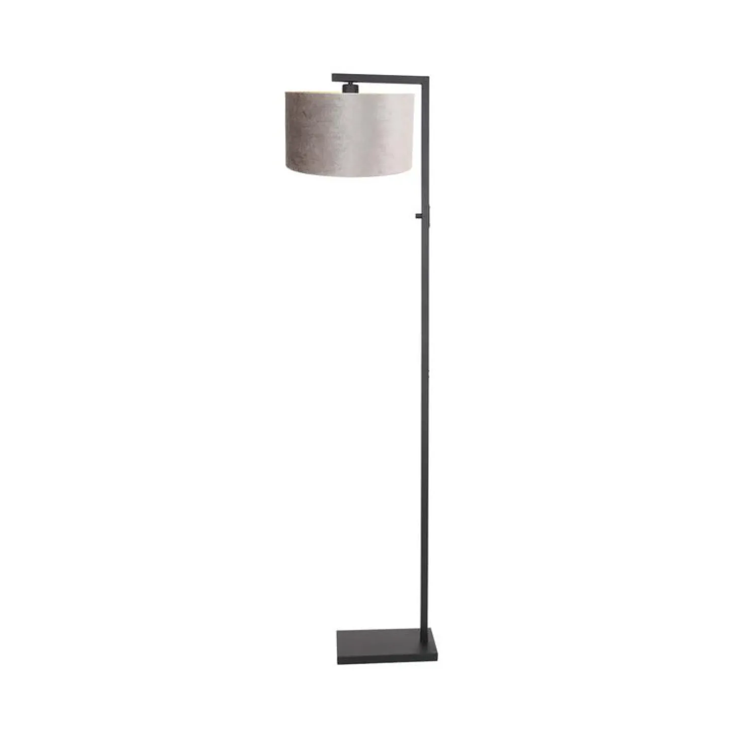 Wilco 1-lichts Vloerlamp Zwart met Zilver Velvet kap