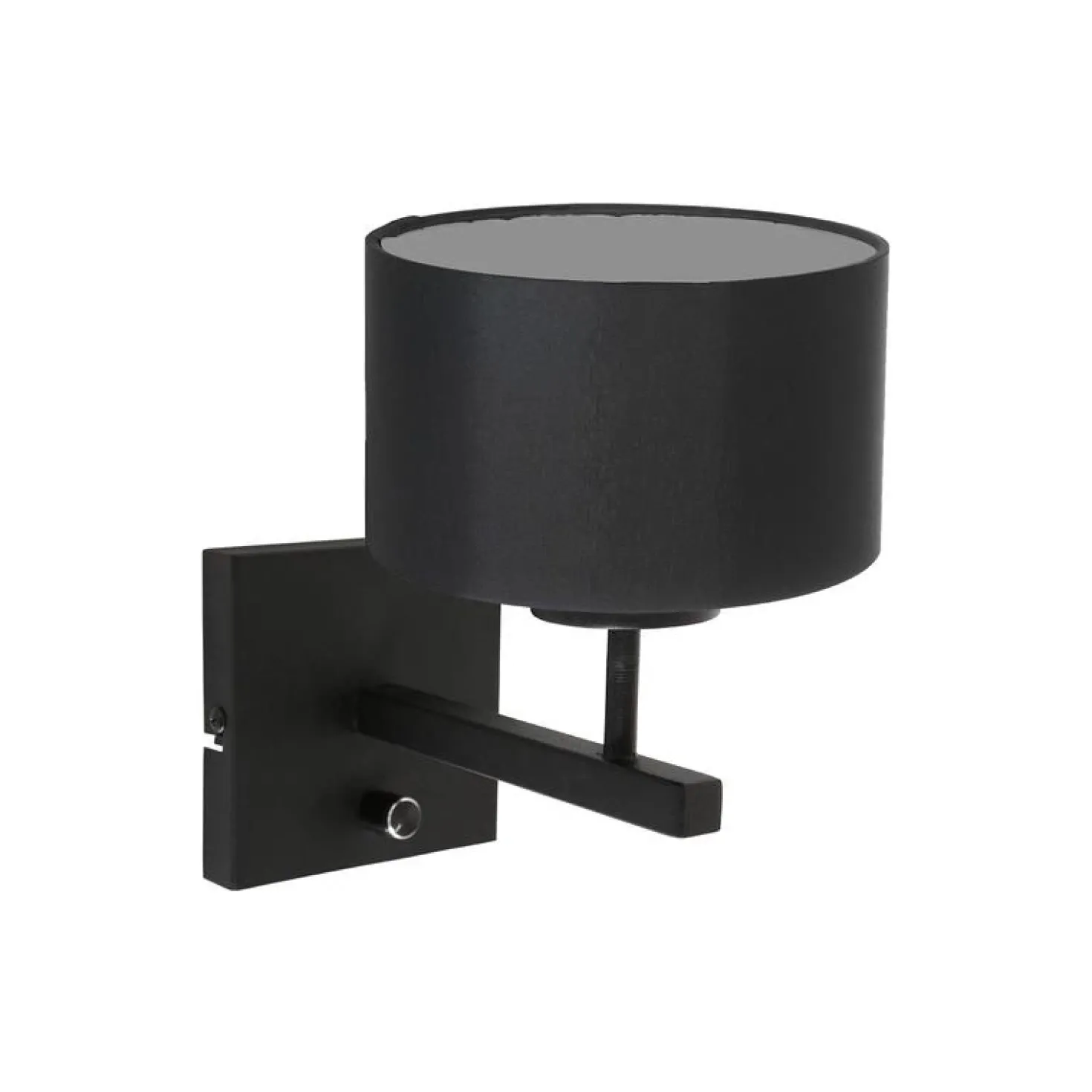 Wilco 1-lichts Wandlamp Zwart met Zwart Linnen kap