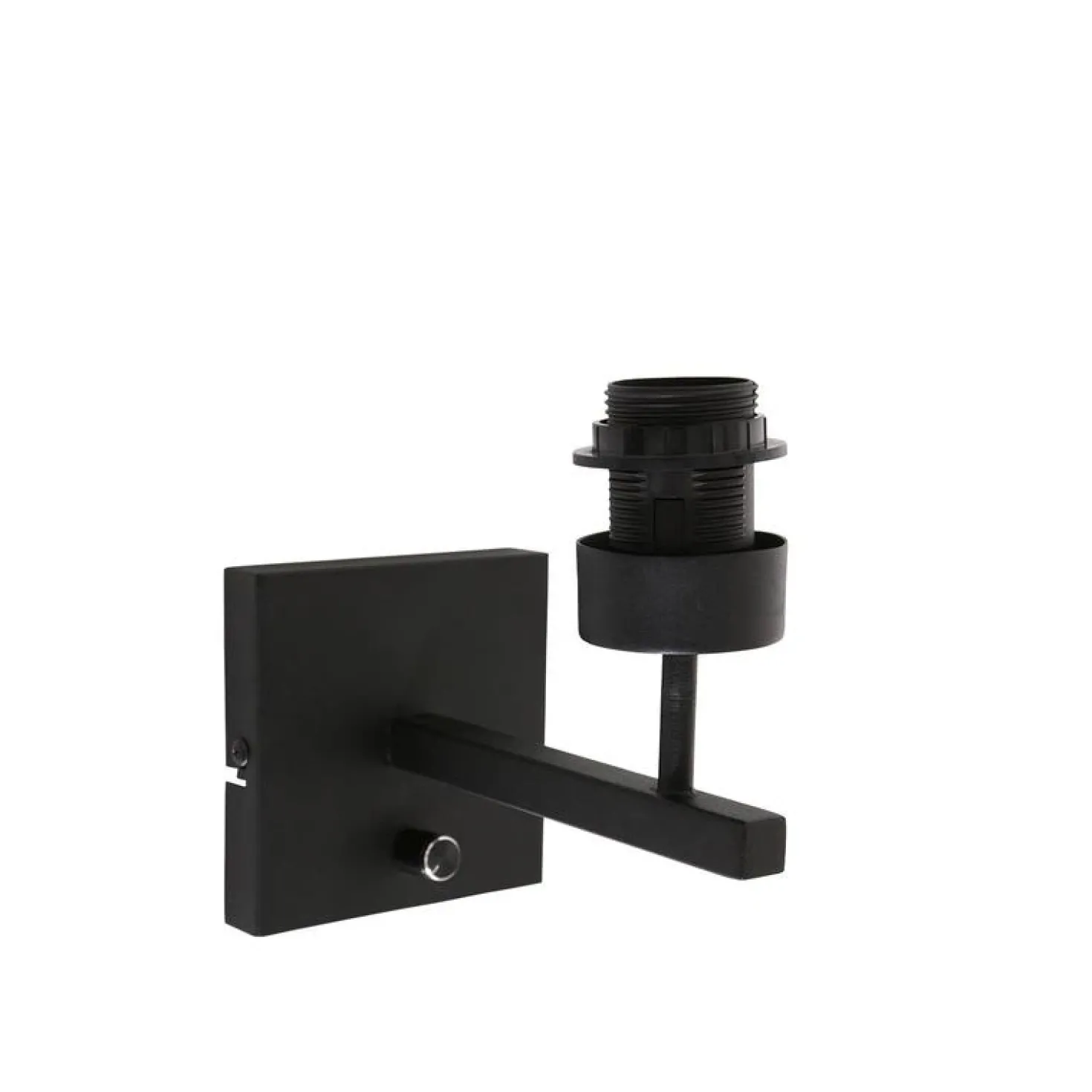 Wilco 1-lichts Wandlamp Zwart met Zwart Linnen kap