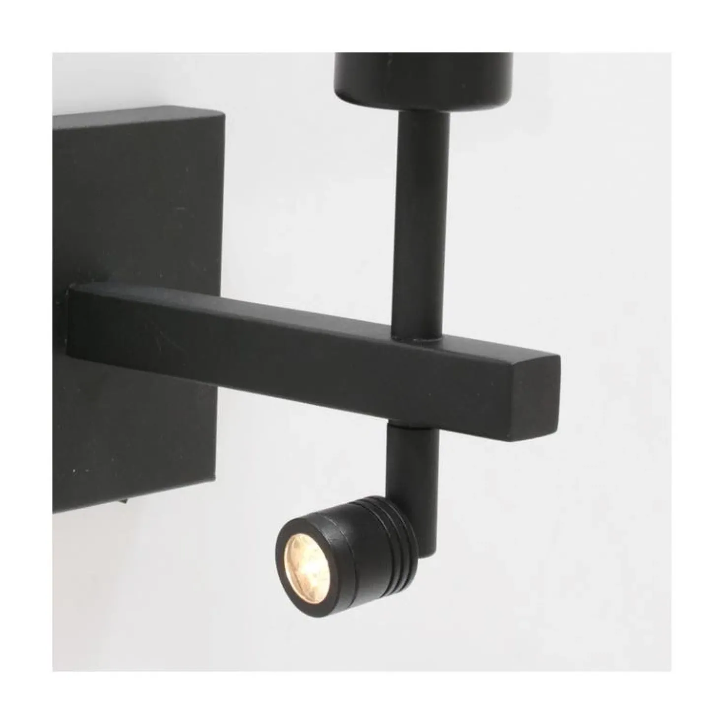 Wilco 2-lichts Wandlamp Zwart met Grijs Linnen kap
