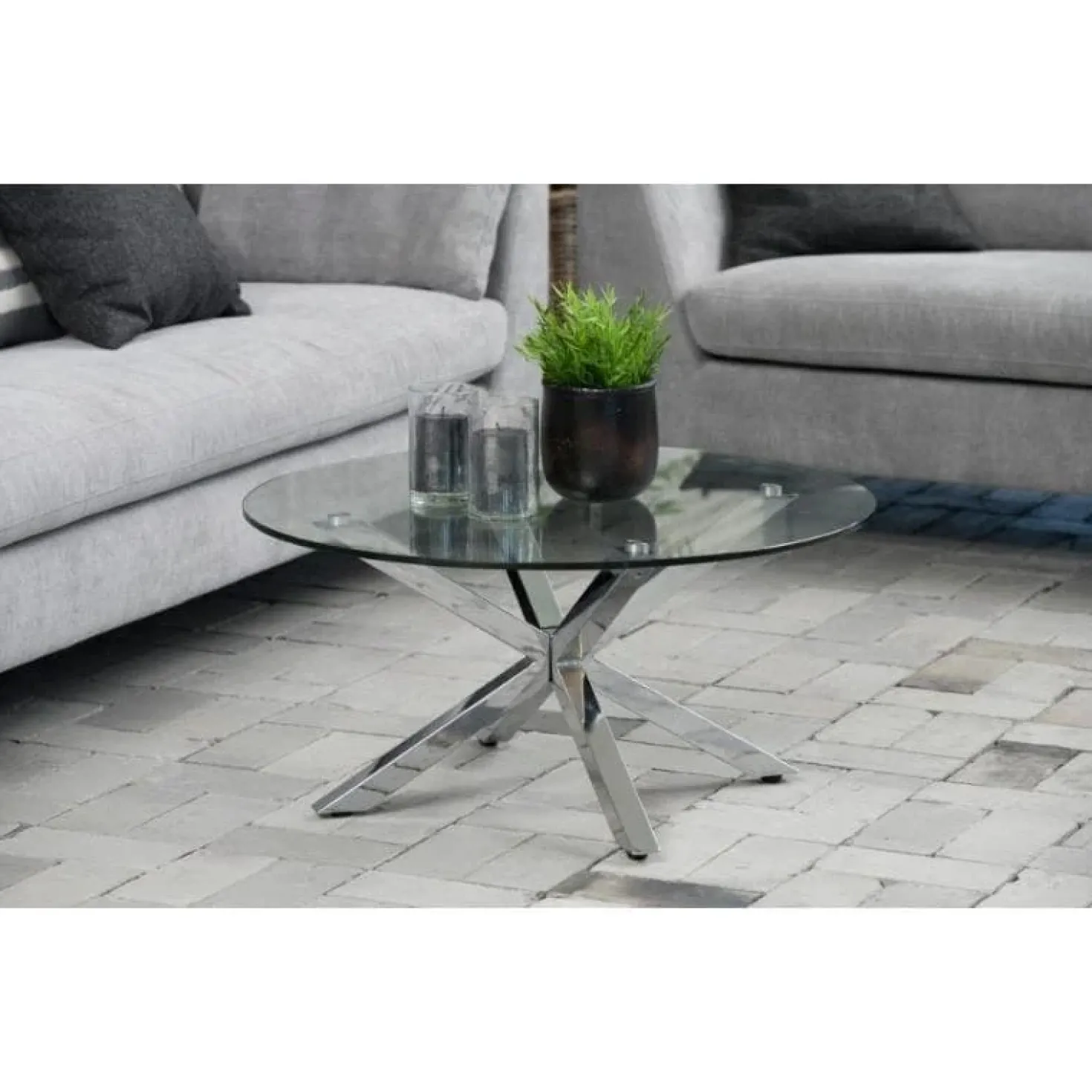 Willow Salontafel rond Glas 82cm