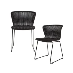 Wings Tuinstoel Zwart Set van 2