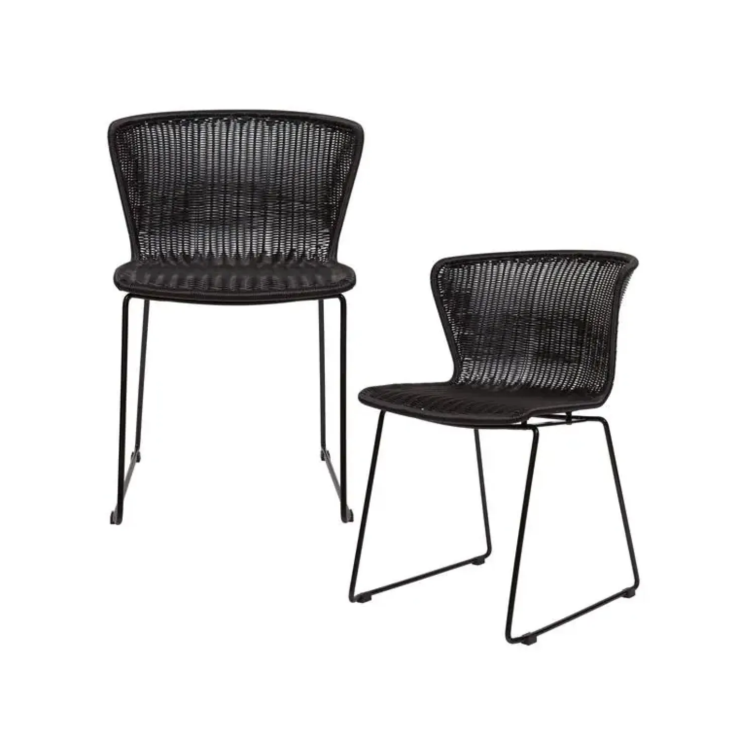 Wings Tuinstoel Zwart Set van 2