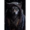 Wolf met kap - metalen bord