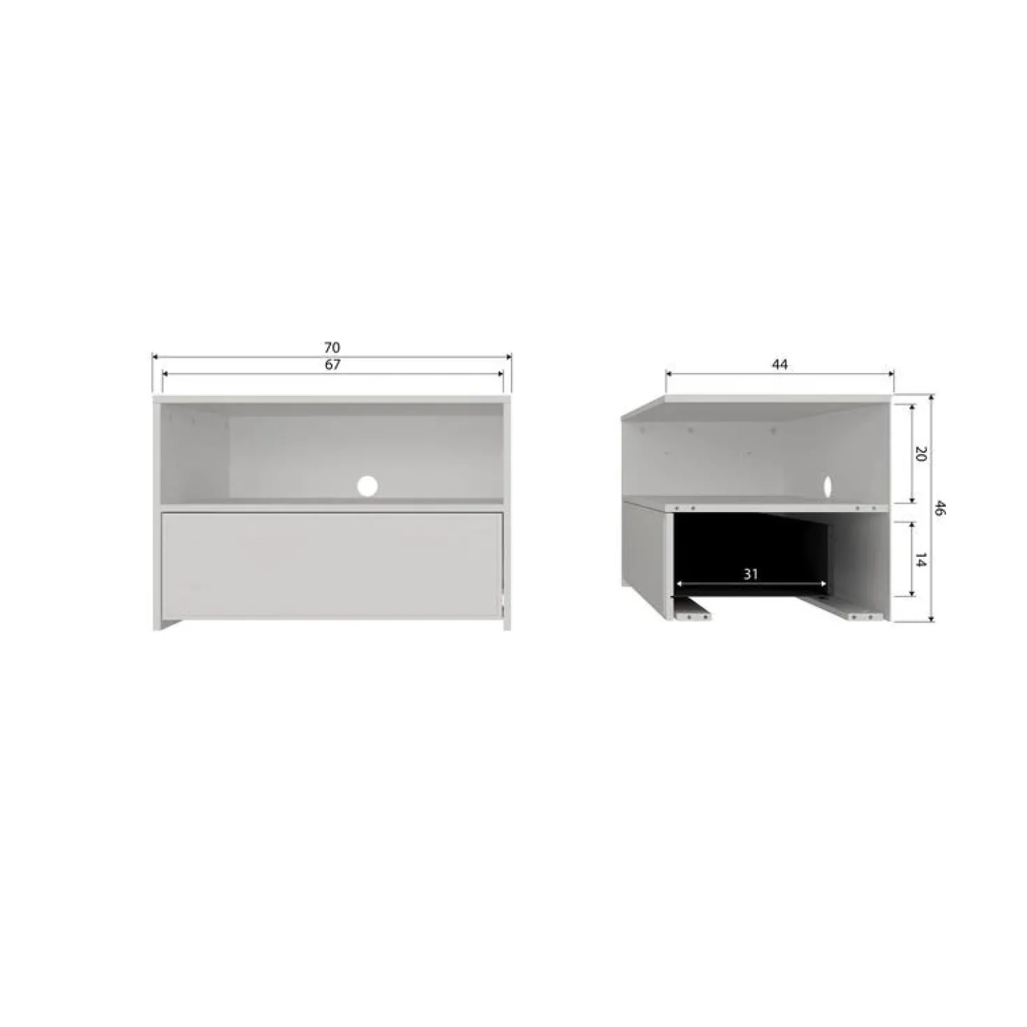 Yissa Tv meubel Grenen Wolkengrijs 70cm