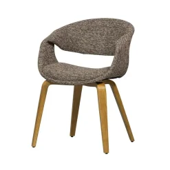 Yossi Eetkamerstoel bruin met houten poot naturel