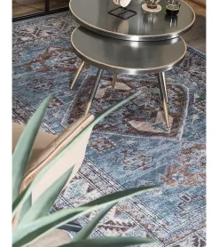 Zareen vloerkleed vintage rechthoek blauw 3