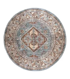 Zareen vloerkleed vintage rond blauw 3