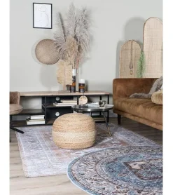 Zareen vloerkleed vintage rond blauw 3