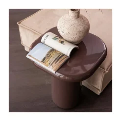 Zava Bijzettafel Hoogglans Donkerbruin 50cm
