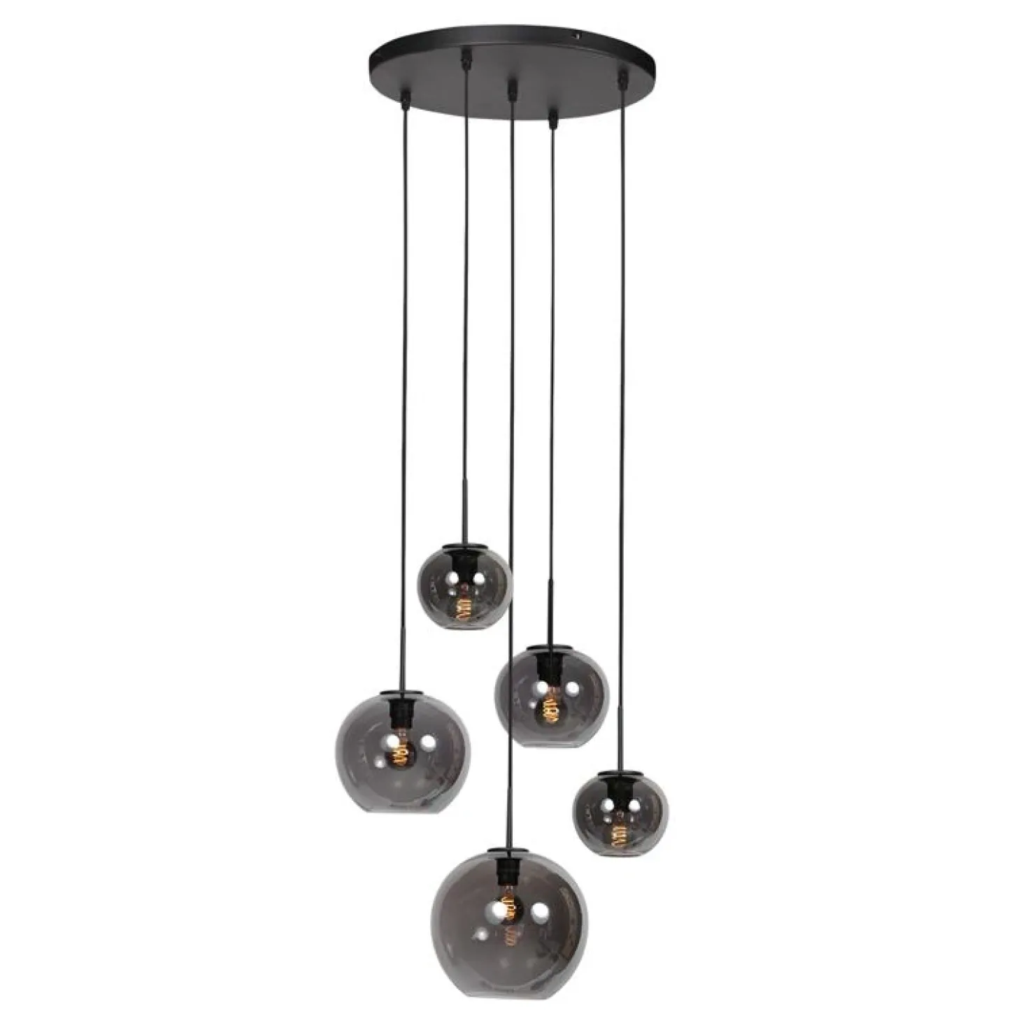 Zavi 5-lichts Getrapte Hanglamp Smoke Bol