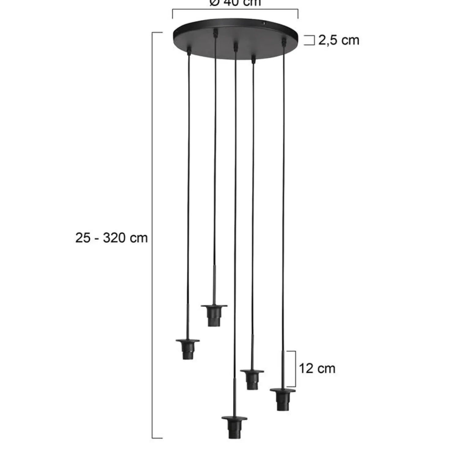 Zavi 5-lichts Getrapte Hanglamp Geribbeld Amberglas