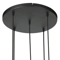 Zavi 5-lichts Getrapte Hanglamp Geribbeld Amberglas